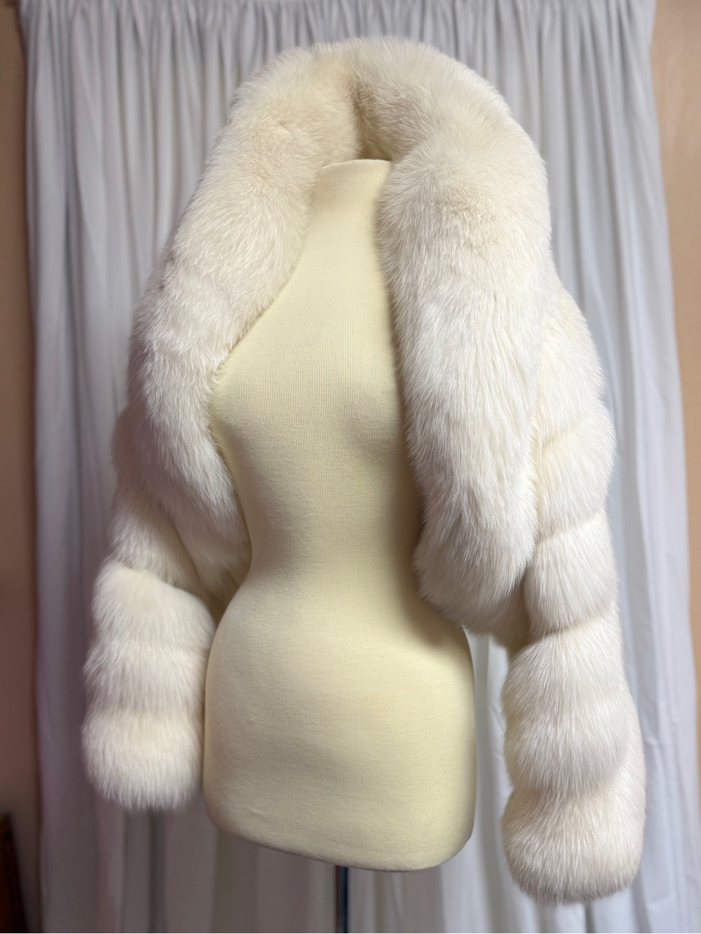 Vintage Revillon White Fox Fur belore jacket coat